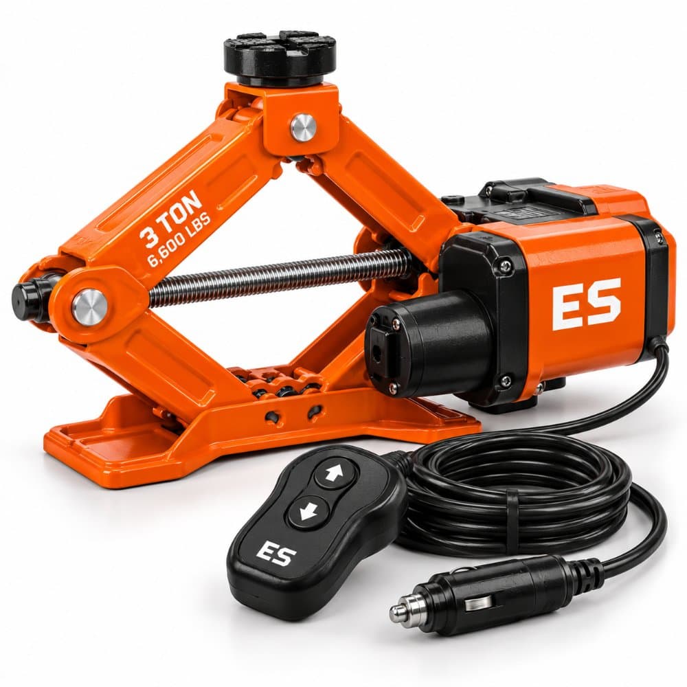 EMOSONG 3-Ton 12V Electric Scissor Jack and Impact Wrench Kit