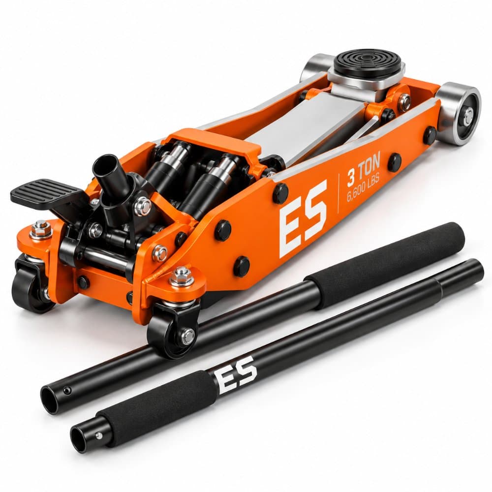 EMOSONG 3-Ton Aluminum Floor Jack with two-piece handle